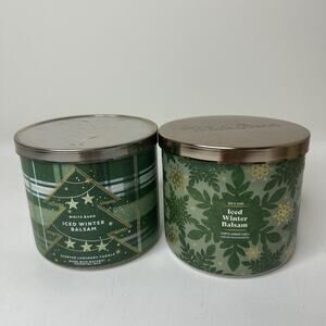 Bath & Body Works 3 Wick LOT Of 2 Candles 14.5 oz Iced Winter Balsam Eucalyptus